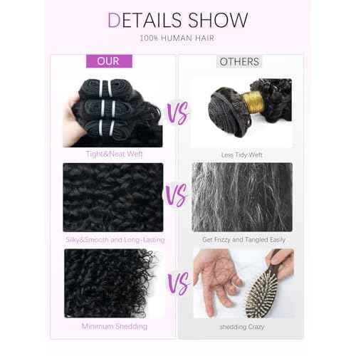 15A Raw Curly Bundles Human Hair,One Bundles 24 Inch Water Wave Curly Human Hair,Triple Lifespan Indian Virgin Hair,Quick Weave Hair Extensions Natural Black