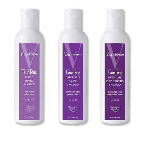 Virgo de Novo Dark Purple Toning Shampoo Neutralizes Dark Yellow & Brassy Tones, Brightens Blonde, Silver & Grey Hair, Sulfate-Free, Color-Safe, Non-Drying (8 oz)