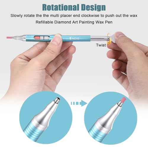 Diamond Art Pen Refillable Wax Pen for Diamond Painting, Metal 5D Diamonds Art Accessories Pens with a Multi Placer, Blue