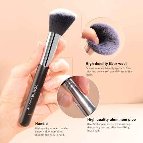 Z'OREYA Makeup Brushes, 16Pcs Makeup Brush Set Premium Synthetic Kabuki Brush Cosmetics Foundation Concealers Powder Blush Blending Face Eye Shadow Brush Set (Black)