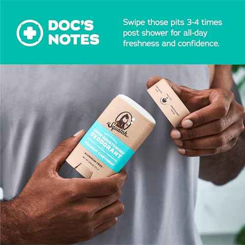Dr. Squatch Natural Deodorant for Men - Odor-Squatching Aluminum Free - Coconut Castaway (2.65 oz, 3-Pack)