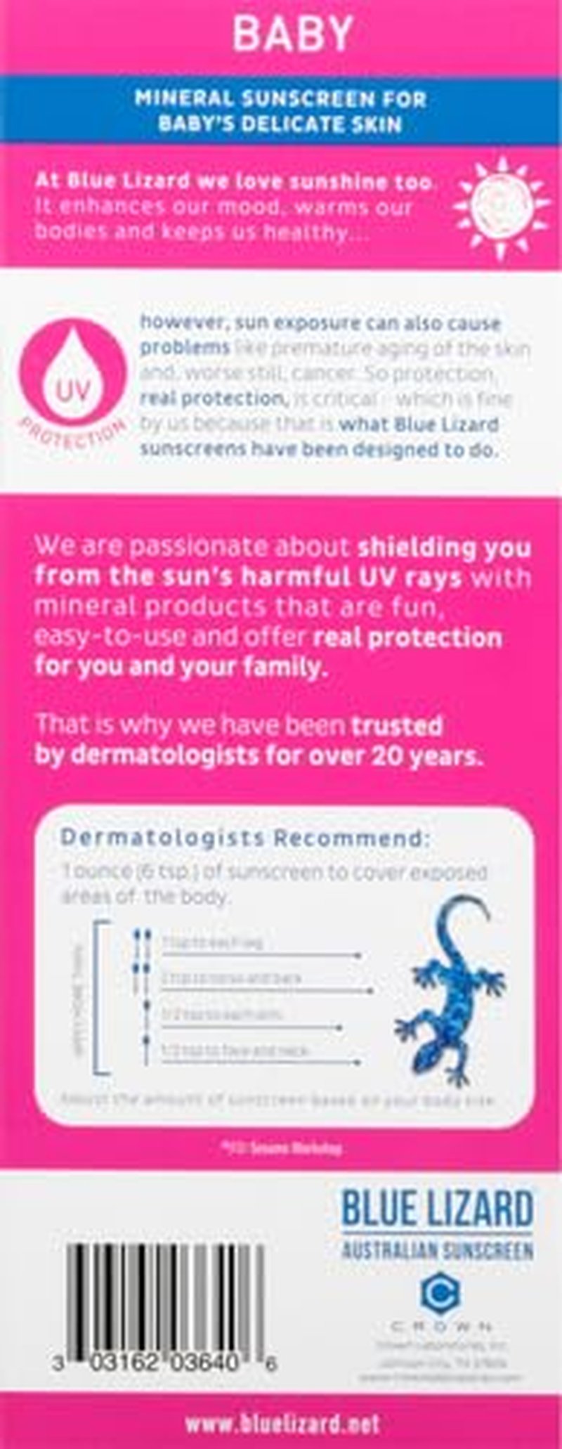 Blue Lizard Baby Mineral Sunscreen with Zinc Oxide, Water Resistant, UVA/UVB Protection with Smart Technology - Fragrance Free, Unscented, SPF 50-5 Fl Oz - Bottle