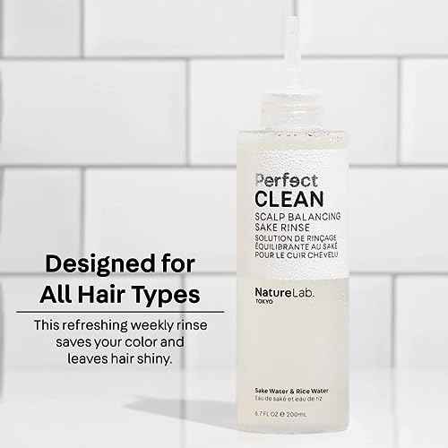NatureLab.TOKYO Perfect Clean Sake Rinse ? pH Balancing Treatment for Dry, Itchy Scalp, Clears Buildup & Excess Scalp Oil, Hydrates with Rice Water & Ginseng, 6.7oz