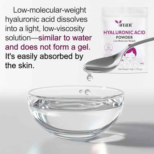 Hyaluronic Acid Powder | Low Molecular Weight Hyaluronic Acid Powder | 50g(1.76oz) Cosmetics Grade | Sodium Hyaluronate HA | LMW HMW HA ingredient for DIY Serums