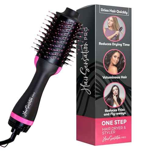 Blow Dryer Brush, 4 in 1 Styling Tools with ION Generator and Ceramic Coating for Fast Drying Hair Types, Pink