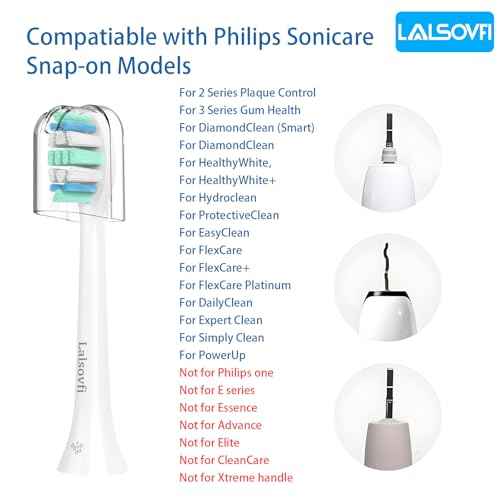 Toothbrush Replacement Heads Compatible with Philips Sonicare and More Click-on Handles 12 Pack