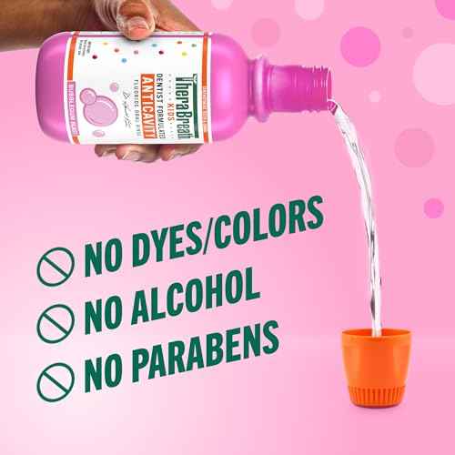 TheraBreath Kids Anticavity Fluoride Oral Rinse, Strengthens Teeth & Enamel, Alcohol Free & Dye Free, Certified Organic Bubblegum Blast Flavor, 16 Fl oz
