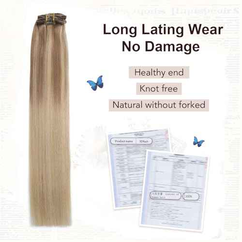 XDhair Clip in Hair Extensions 100g 16 Inch Balayage Hair Extensions Clip in Human Hair Golden Brown to Light Blonde Straight Real Human Hair Extensions Clip ins for Women 6pcs #10/27/27 16 Inch