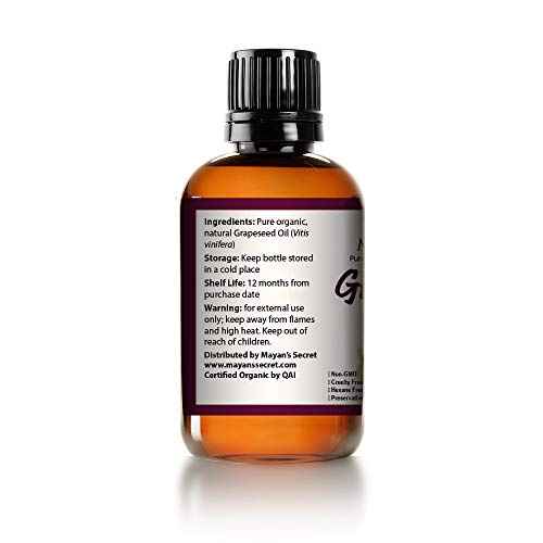 USDA Certified Organic GRAPESEED Oil Anti-Aging MOISTURIZER - Facial Cleanser | Unrefined, Cold Pressed | Essential to Reduce Skin Wrinkles and Stretch Marks | Dandruff Remover