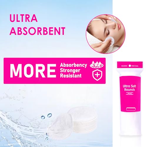 2000 PCS Ultra Soft Cotton Rounds, White, Double-Layered, Hypoallergenic, Lint-Free, 20 Pack with 100 Count Each, Premium Facial Cleansing Pads for Makeup Removal