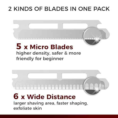 ZOMCHI Eyebrow Razor and Face Razor for Women and Men, Reusable Metal Handle with 11 Refill Blades, Dermaplane Razor with Protective Silicone Cap, Eyebrow Hair Trimmer - Polished Silver