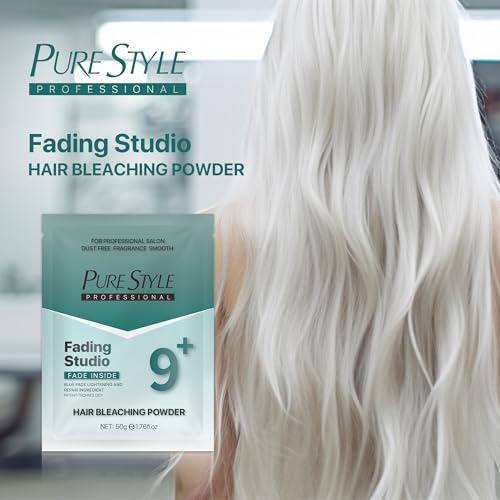 PURESTYLE 1000g Professional Ammonia-Free Hair Bleach Powder, Over 9 Levels Blue Fade Technology, Dust-Free & Fragrance Formula Fading Powder, Gentle Quick Bleach Lightener (1Bucket(1000g))