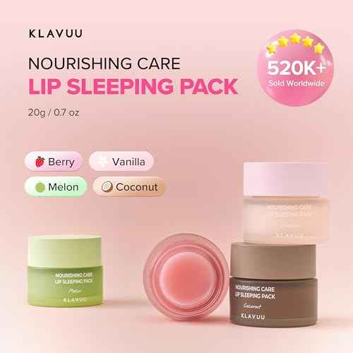 Klavuu Lip Mask Sleeping Pack (0.7oz) ? Overnight Deep Hydrating Korean Lip Balm Treatment for Very Dry, Chapped Lips | Lip Lightening & Plumping with Instant Hydration | Gentle Exfoliating (Berry)