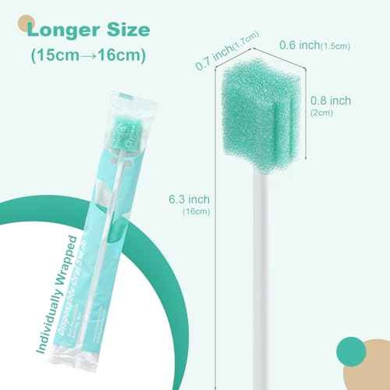(50 Pack) Safety Anti-Penetration Gum-Protective Mouth Swabs for Elderly, Gum Cleaning, Anti-slip Rod. Higher Density Sponge Non-Detaching Sponge. Individually Wrapped 50 Counts (Unflavored)