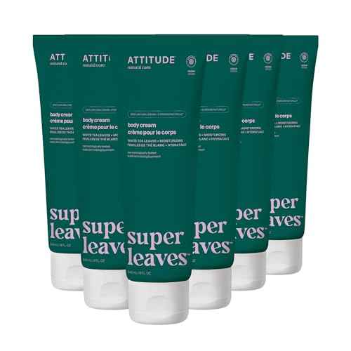 ATTITUDE Body Cream, EWG Verified Moisturizer, Vegan Moisturizing Products For Dry Skin, Dermatologically Tested, White Tea Leaves, 8 Fl Oz (Pack of 6)