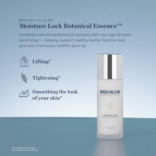 Beverly Hills MD Moisture Lock Botanical Essence- Moisture & Collagen Supporting Serum for Skin Barrier - Visibly Combat Transepidermal Water Loss TEWL & Sagging Skin w/Tsubaki Oil, Hemp Seed Oil