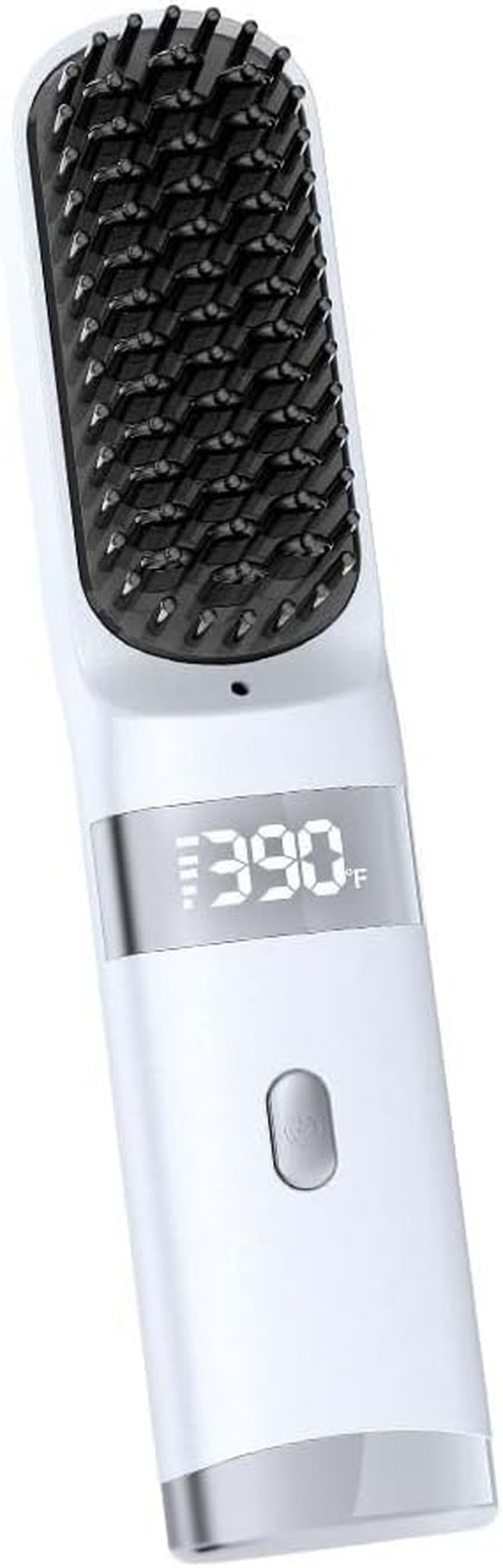 Skiennix Cordless Hair Straightener Brush - Portable Travel Comb with Fast Heating & LCD Display (White)