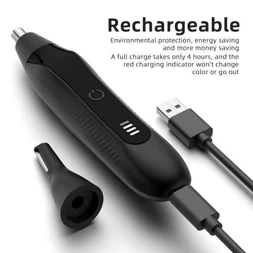 Nose Hair Trimmers for Men,Rechargeable Eyebrow Trimmer 2 in 1 Painless Multifunctional Ear and Nose Hair Trimmer with Dual Edge Blades Portable Design (Black)