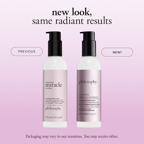 philosophy ultimate miracle worker resurfacing body serum - with retinol, hyaluronic acid & peptides - clinically proven to immediately double skin's moisture and reduce crepiness - 6.5 fl oz