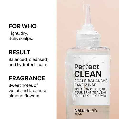 NatureLab.TOKYO Perfect Clean Sake Rinse ? pH Balancing Treatment for Dry, Itchy Scalp, Clears Buildup & Excess Scalp Oil, Hydrates with Rice Water & Ginseng, 6.7oz
