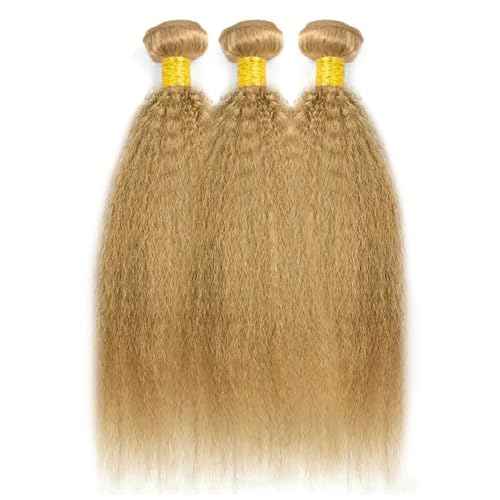 Human Hair Color 27 Yaki Straight Bundles Brazilian Honey Blonde Kinky Straight Bundles Unprocessed Virgin Hair 20 22 24 Inch
