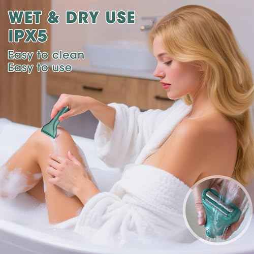 Karrte 6-in-1 Electric Razor for Women's Pubic Hair, Painless Body Shaver and Facial Epilator, Hair Removal for Face, Bikini Trimmer for Women's Private Area Green