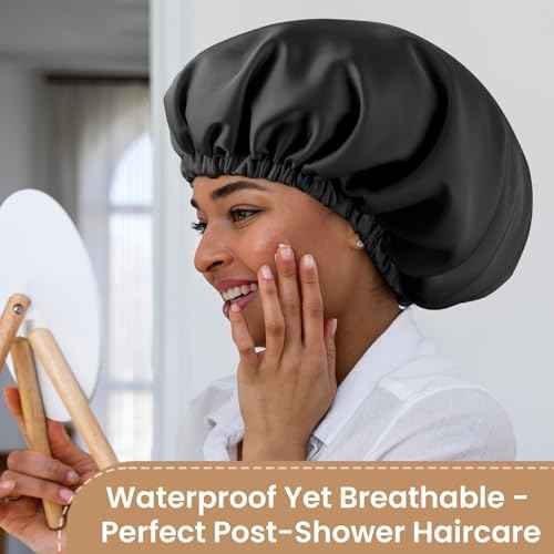 Adjustable Double Layer Silk-Satin Hair Bonnet for Women - Sleep Hair Protector Ideal for Natural Curly Hair, Anti-Frizz & Moisture Retention