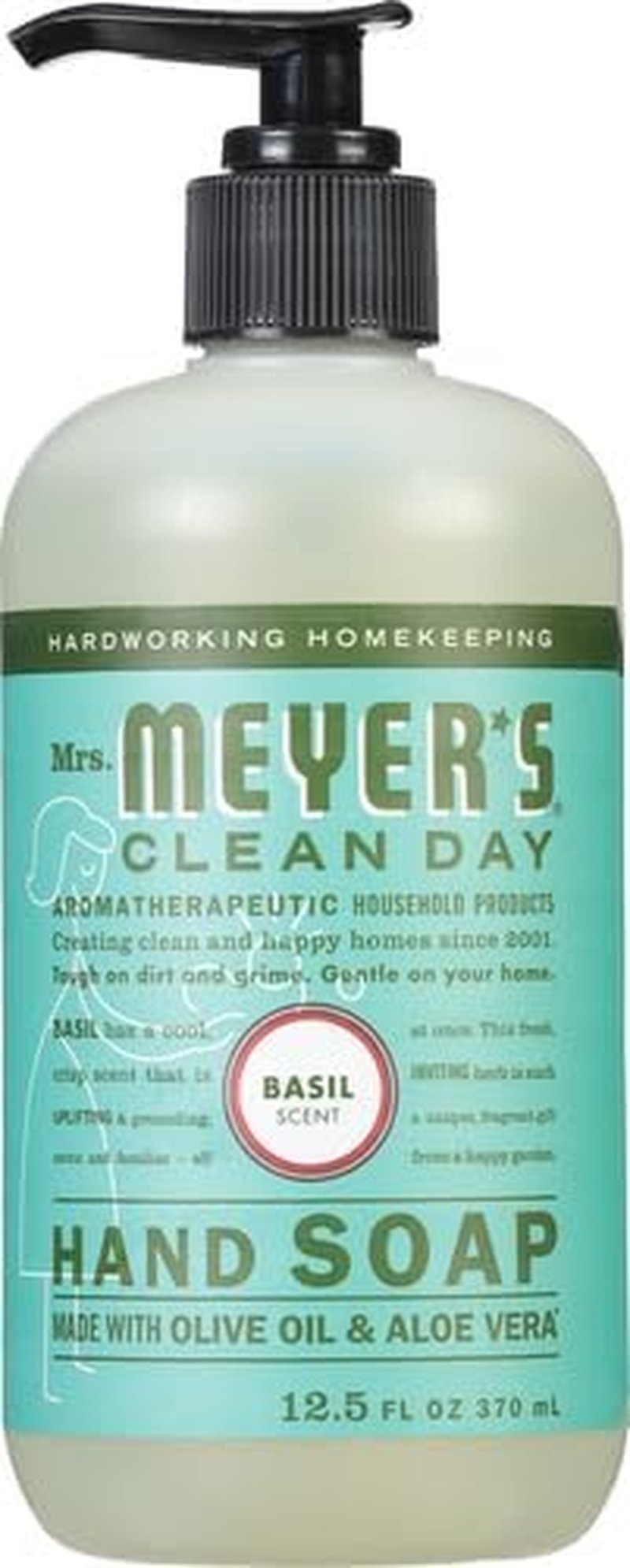 Mrs. Meyer's Clean Day Hand Soap - Basil Scent | 12.5 Fl Oz Bottle (Pack of 4)