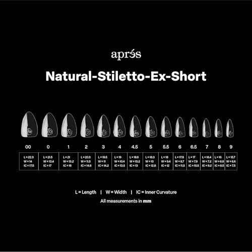 Apres Gel-X¢ç Stiletto Box of Nail Tips | 280 Gel-X Tips, Soft Tips, 14 Sizes 00-9 | Half-sizes Included (Natural Stiletto Extra Short, 280 Count)