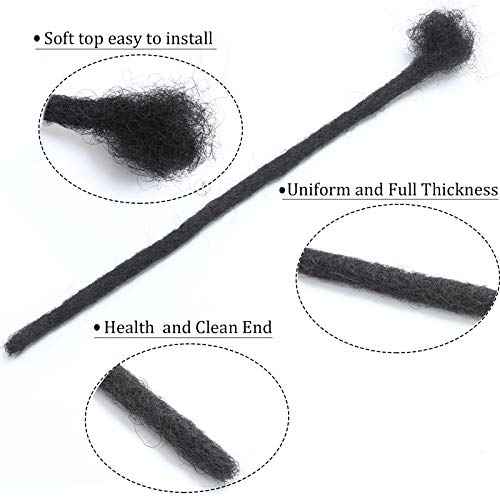 Loc Extensions Human Hair for Women Men Kids 0.4cm Thickness 30 Strands 10 Inch Natural Black 100% Handmade Permanent Locs Can Be Dyed and Bleached Dreadlock Extensions Real Human Hair