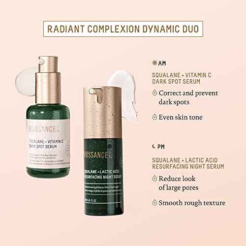 Biossance Squalane + Vitamin C Dark Spot Face Serum ? 10% Vitamin C Serum & White Shiitake ? Hydrating, Fragrance-Free, Non-Irritating, for Daily Use for All Skin Types