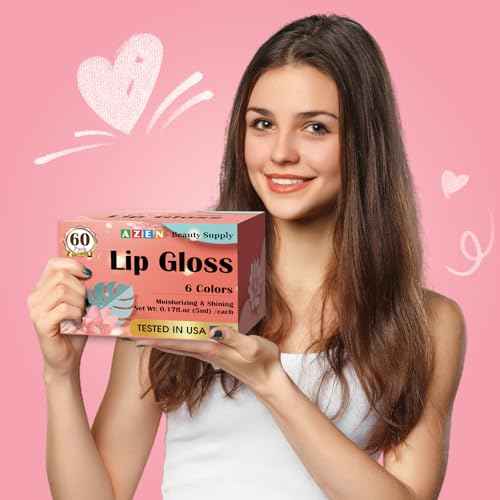 AZEN 60 Pack Lip Gloss Set, Color Lip Oil for Dry Cracked Lips Moisturizing Hydrating Nourishing with Vitamin E