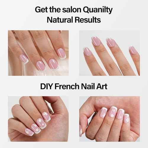 Vansiho French Gel Nail Tips 600Pcs, Short Soft Gel Nail Tips, Pink French Tips Press on Nails, Fake Nails with Box for Nail Art DIY 15 Sizes