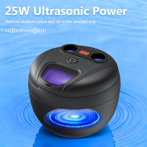 Dental Ultrasonic Retainer Cleaner Machine - Dental Cleaning Pod for Denture, Mouth Guard, Aligner, Night Guard, Braces, Toothbrush Heads, Jewelry, 45kHz Sonic Cleaner with Digital Timer & 200ML