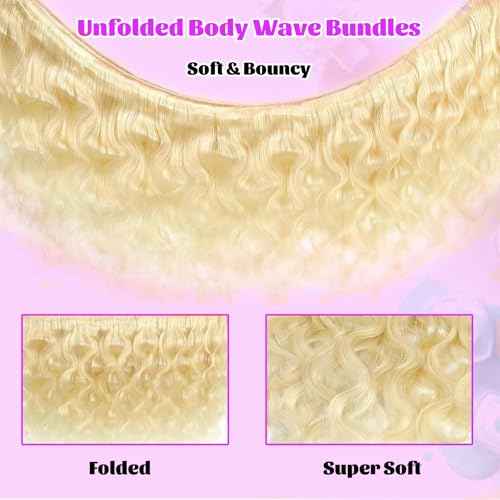613 Bundles Blonde Bundles Human Hair 28 Inch 613 Body Wave bundles 100% Unprocessed 12A Grade Brazilian Virgin Hair Bundles 1 Bundle Human Hair 613 Blonde Bundle Human Hair Extensions for Women