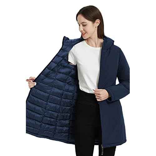 Bellivera Women Puffer Jacket Reversible Spring and Winter Fashion Warm Quilted Long Hooded Padded Bubble Coat