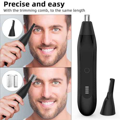 Nose Hair Trimmers for Men,Rechargeable Eyebrow Trimmer 2 in 1 Painless Multifunctional Ear and Nose Hair Trimmer with Dual Edge Blades Portable Design (Black)
