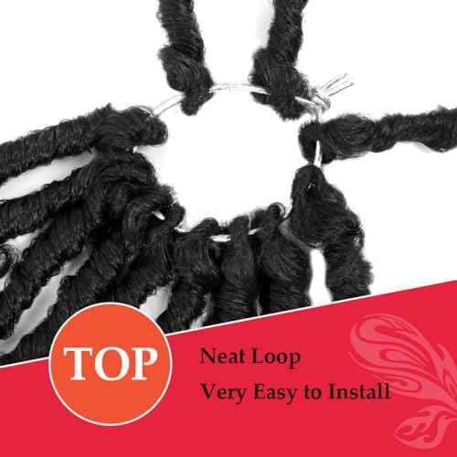 Butterfly Locs Crochet Hair with Curly Ends 30 Inch, 6 Packs Boho Distressed Locs Hair Extensions, Bohemian Goddess Faux Butterfly Braids Can be Used for Wigs (1B, Natural Black)