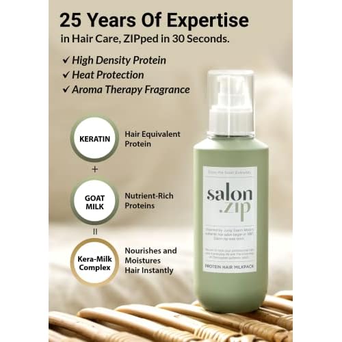 JUNG SAEM MOOL OFFICIAL Salon.ZIP Protein Hair Treatment Pack - 6.8 fl oz (200 ml) | Korean Beauty | Hair Essence Cream for Damaged Hair