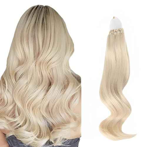 ABH AMAZINGBEAUTY Micro Loop Hair Extensions - 50G 50S Bonded, 20 Inches Platinum Blonde, Microlinks for Women - Human Hair