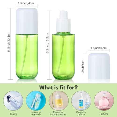 Bynccea Travel Spray Bottle 3.4oz/100ml Plastic Mini Bottle Set - Fine Mist Mini Empty Spray Bottles - Refillable Small Spray Bottles for Cleaning Solutions, Liquid Cosmetics