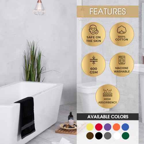 Ample Decor Washcloths Pack of 5 12 X 12 Inch, 600 GSM 100% Cotton Soft Absorbent, Premium Quality Durable Ideal for Bathroom, Pool, Hotel, Spa - Grey