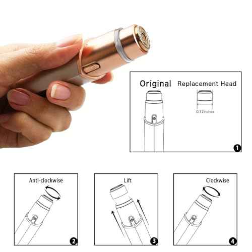 Generation 3 Replacement Heads for New Version Flawless Finishing Touch Facial Hair Remover, 5 Pack
