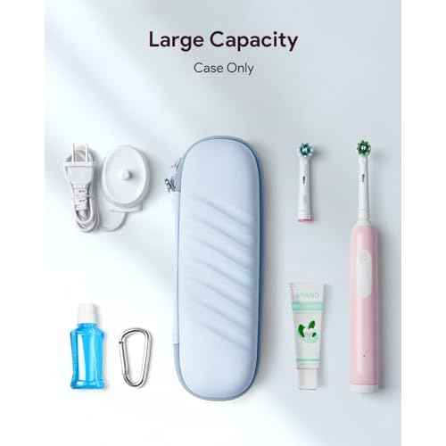 Electric Toothbrush Case for Oral-B Pro/iO/Philips Sonicare, Waterproof Traveling Toothbrush Storage Bag with Mesh Pocket Covers Protection (Blue)