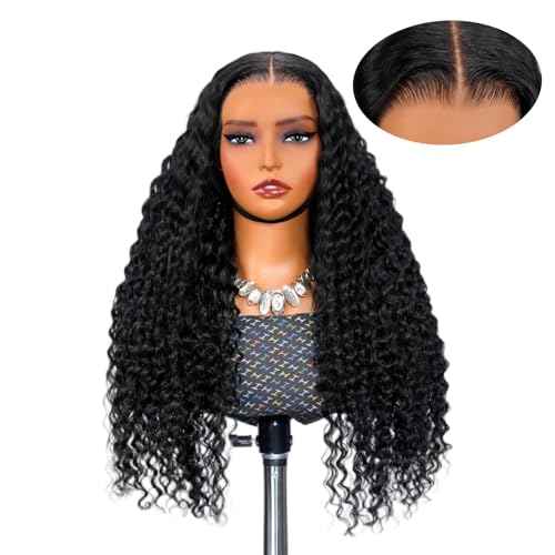 YMSGIRL 13x6 Deep Wave Lace Front Wigs Human Hair Ready To Go Curly Lace Front Glueless Wigs Human Hair Pre Plucked Pre Cut Beginner Friendly 18 Inch