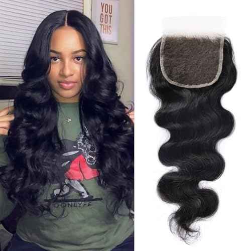 WOWANGEL 5x5 0.095mm Ultra-Thin Skinlike Real HD Lace Frontal & Closure,Body Wave Natural Hairstyles,Pre-Plucked Invisible Hairline,Unprocessed Virgin Human Hair,Invisible Knots HD Lace,14inch