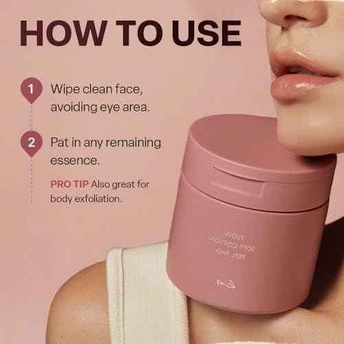 KOY Flow Soft Cotton Peel Pad - 100% Vegan Cotton Fabric Toner Pads for Pore Exfoliation and Hydration - Skin Soothing Booster -Built in Grip for Convenient Application - Korean Skin Care