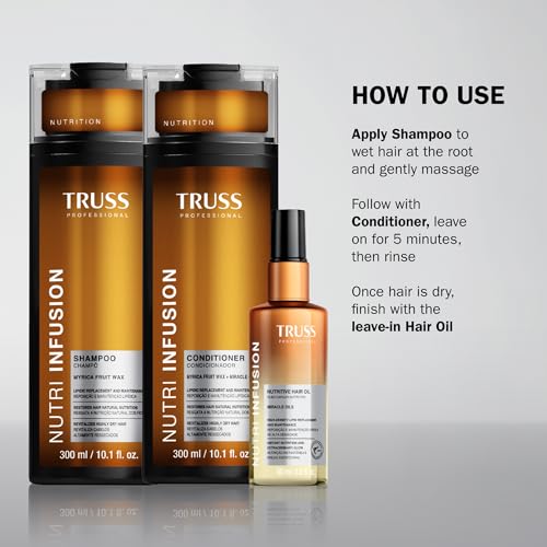 TRUSS Nutri Infusion Hair Oil for Damaged Hair - Hydrating, Anti-Frizz Finishing Oil - Provides Deep Nourishment, Heat Protection and Shine (2 fl oz)