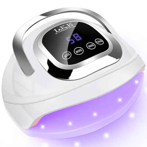 Wisdompark UV Nail Lamp 268W, UV Light for Gel Nails with 60pcs Beads, Professional LED Nail Lamp 4 Timers and Automatic Sensor Nail Dryer for Home Salon (Large)