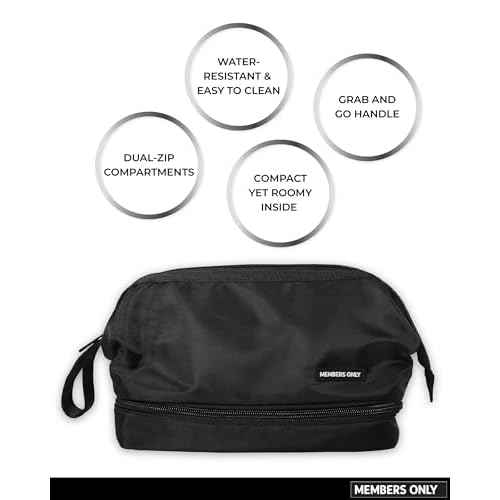 Members Only Dual Dopp Kit Toiletry Bag, Mens Dopp Kit for Travel with Dual Compartments, Mens Toiletry Travel Bag